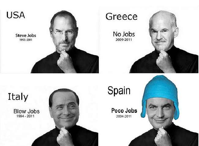 Steve Jobs, Papandreu, Berlusconi y Zapatero juntos!!!